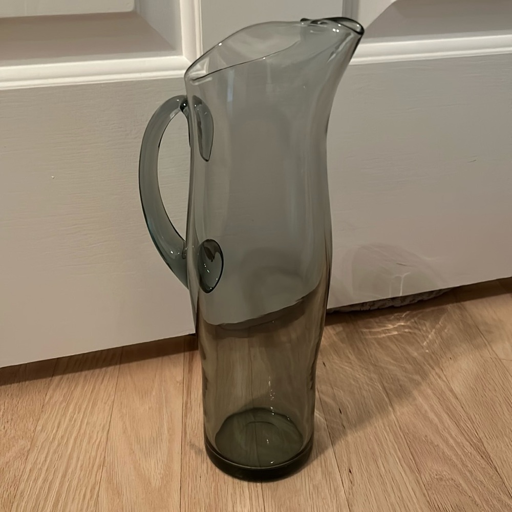 Beautiful hand blown smoked glass Martini pitcher-11 inches